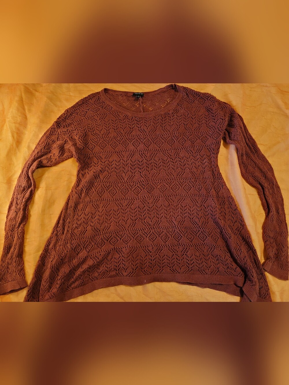 Torrid Open Knit Sweater - Rustic Brick